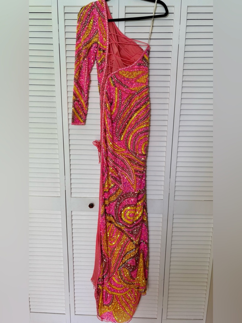 New Aleta Couture Asymmetrical Corset One Shoulder Fully Embellished Gown 0 - Picture 5 of 9